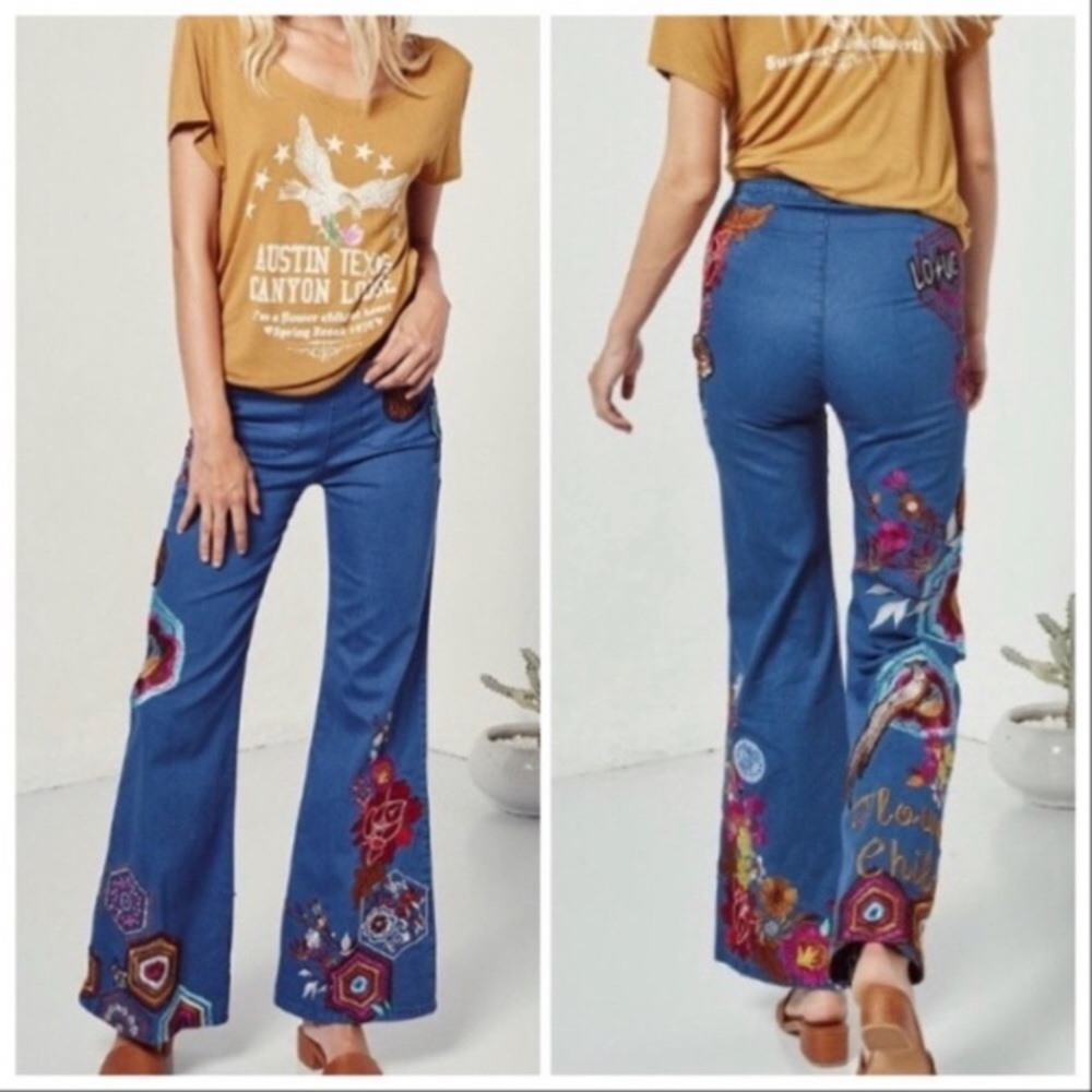 Flower child jeans spell designs